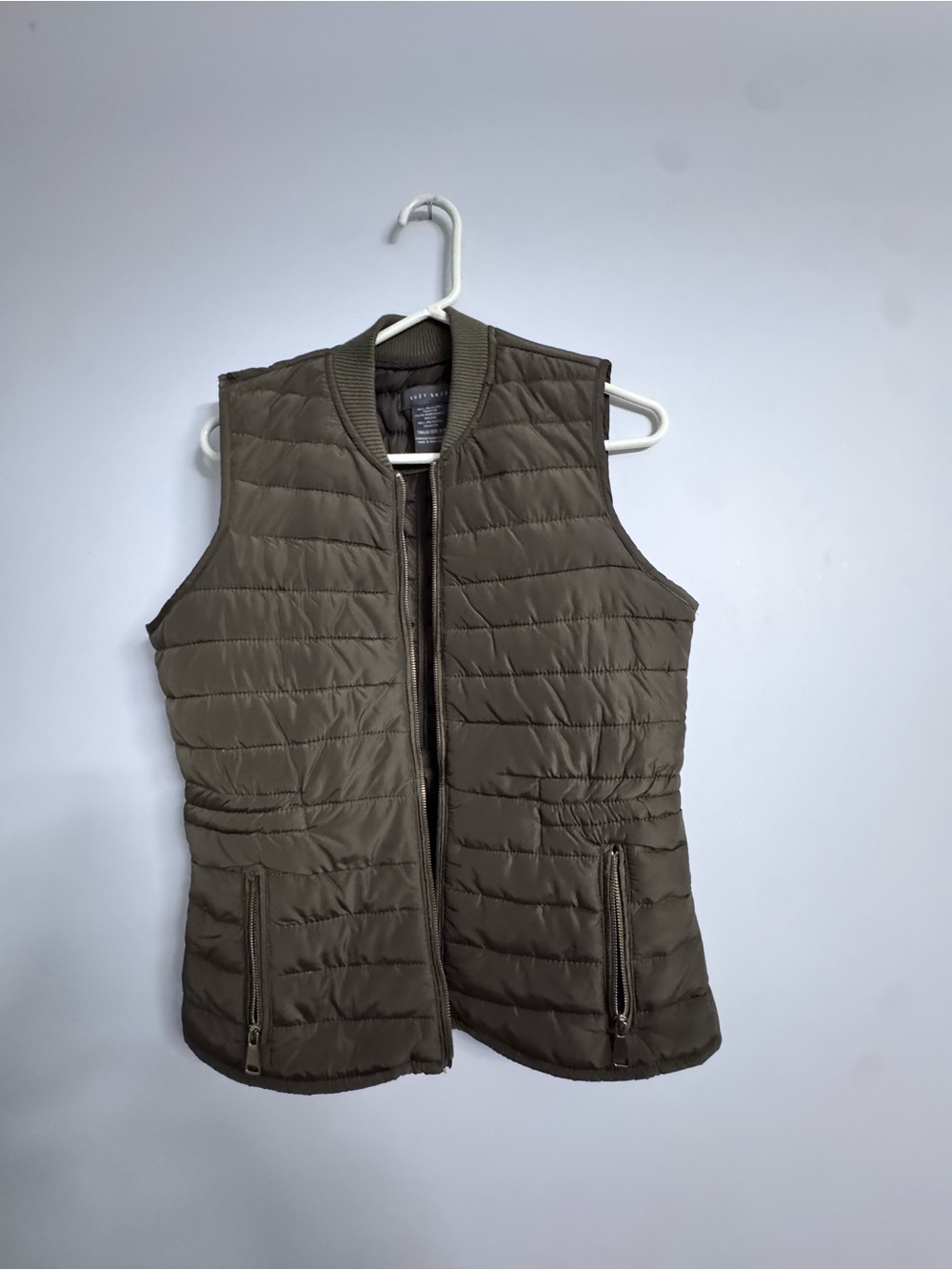 Quilted Sleeveless Puffer Vest - Olive